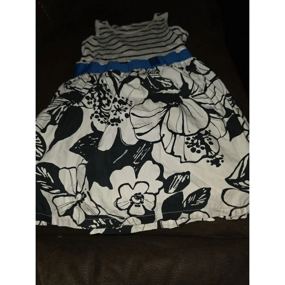 Gymboree spring getaway black white floral dress size 5‎